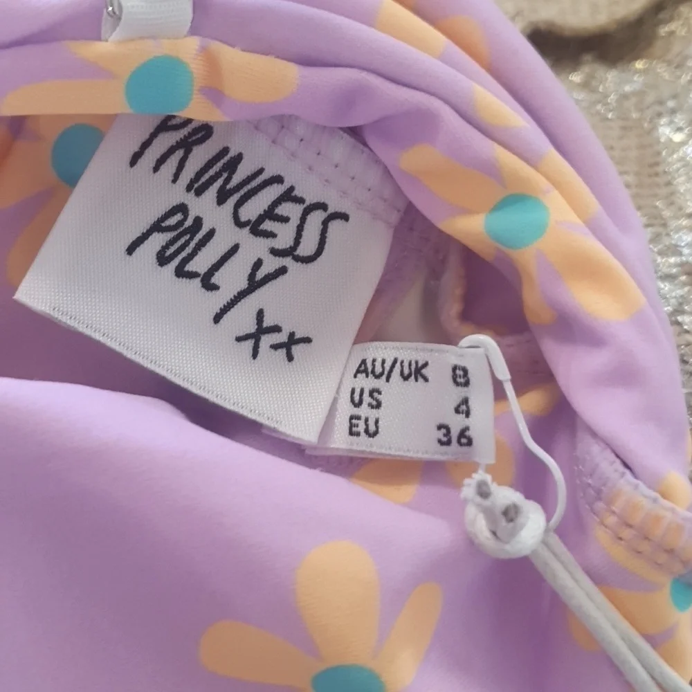 NEW Princess Polly Size 8 One Piece Cut Out Swimmers Purple and Yellow Flowers - Picture 5 of 7